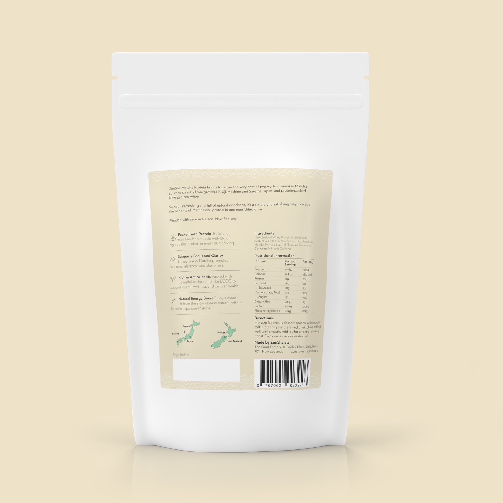 ZenSha - Matcha Vanilla Protein Powder